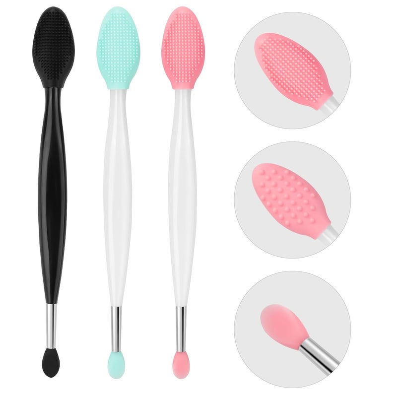 Unaone Lip Scrub Brush - 3 PCS Dual-ended Lip Scrubber Exfoliator and Silicone Lip Brush, 2-in-1 Silicone Lip Scrub Tool Lip Mask Applicator, Gentle Exfoliator & Applicator for Soft - Image 1